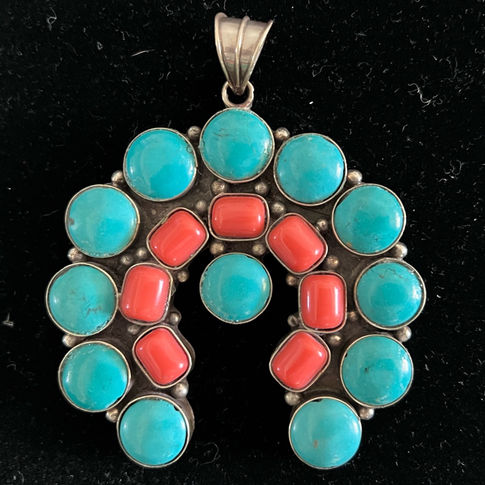 Turquoise and Coral Pendant